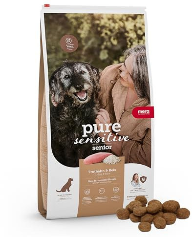 mera Pure Sensitive Senior Truthahn und Reis Hundefutter – Trockenfutter für die tägliche Ernährung älterer, nahrungssensibler Hunde, 12,5 kg