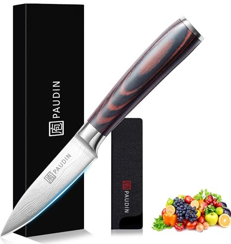 PAUDIN 9 cm Gemüsemesser, Scharf Obstmesser Schälmesser Küchen Messer Ergonomischer Griff Deutscher Edelstahl mit scharfer Klinge