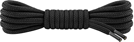 Ladeheid Högkvalitativa Skosnören LAKO1003, Elastiska Runda Skosnören för Arbetsskor och Vandringsskor 100% Polyester, ø ca. 5 mm Breit, 25 Farben, 60-220 cm Länge (Svart, 140 cm/ø 5 mm)