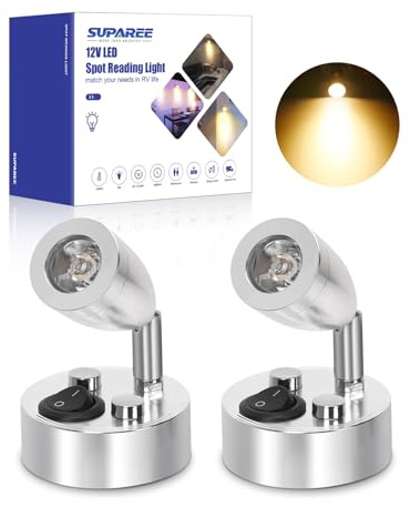 SUPAREE 12 v LED Spot Leselampe Interior Led Licht Einstellbarer Schalter Warmes Licht für Reisemobil Caravan Boat (2 STÜCKE)