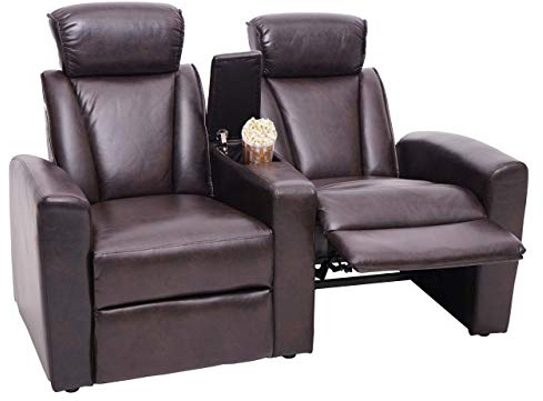 Mendler HWC-H30 - Juego de 2 sillones de cine de piel sintética (tacto suave), color marrón
