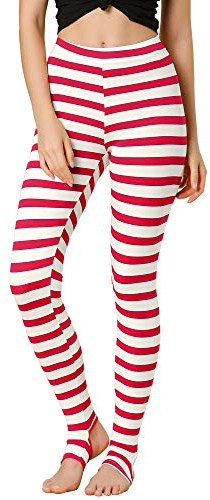 Allegra K Women's Cotton Leggings Elastic Waist Yoga Stirrup Pants Tights | Thin Cotton Fabric, Full Length, Slim Fit, Elastic Waistband, Stirrup Leggings, Solid Color, Gym Yoga
