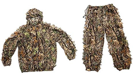 Tubayia 3D Ghillie Anzug Tarnanzug Camouflage Kleidung Jacke Hose für Jagd, Schießen (Kinder)