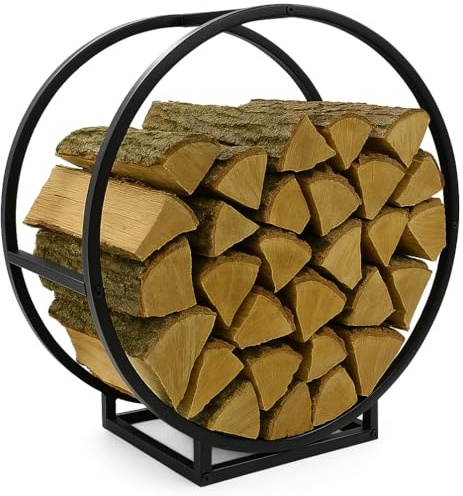 Kaminholzregal Kaminholzständer rund Ø52cm Holzkorb Stapelhilfe Kaminholzhalter Holzregal Regal für Holz Schwarz