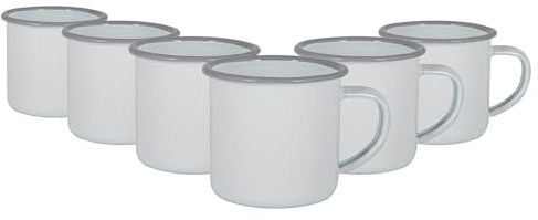 Argon Tableware Espresso Cups - 130ml - Pack of 6 - Grey Small Metal Insulated Coffee Mugs Lightweight Camping Cups for Drinking Tea, Hot Chocolate, Coffee