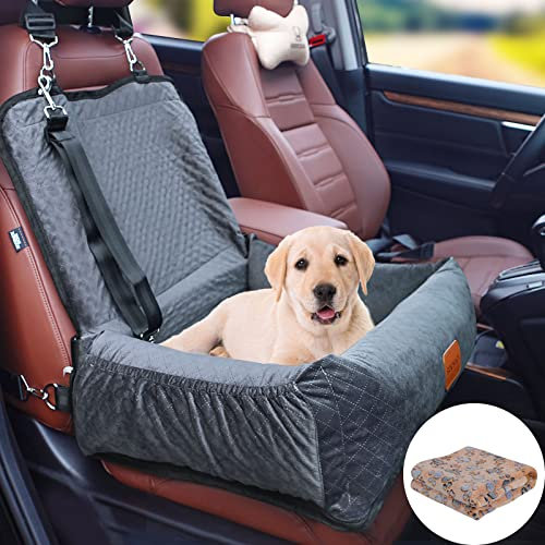 Hundeautositz für mittelgroße und kleine Hunde, Hundesitz, Reisebett, multifunktionales Hundebett, Hundesofakissen, mit Hundedecke, bequem, sicher, abnehmbar und waschbar, passend für Autos/LKWs/SUV