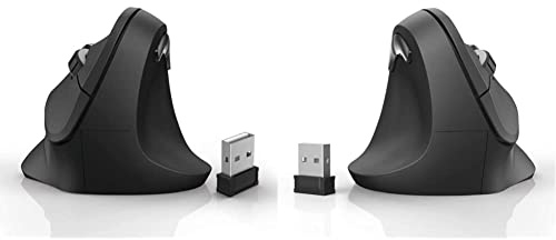 Hama kabellose Maus ergonomisch (Vertikale Maus ohne Kabel für Rechtshänder) schwarz & kabellose Maus für Linkshänder ergonomisch EMW-500L (Wireless Funkmaus vertikal, Links), schwarz