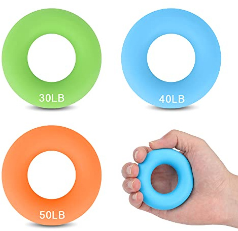 CORTNEY 3 Pièces Hand Grip Strengthener, Exerciseur pour l'avant-Bras et Les Doigts, Forearm Exerciser Finger Silicone Exercise Rings pour L'entraînement Musculaire, l'escalade et Le Fitness