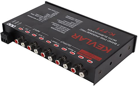 Car Audio Equalizer, Low Pass 7 Band Car Graphic Equalizer High Level Input EQ mit CD AUX Input und Rear Front SUB Output für Stereoanlage
