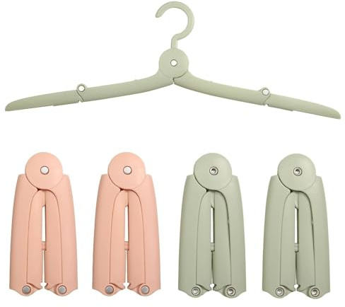 Sazfli 4er Set Faltbare Reise-Kleiderbügel mit Aufbewahrungstasche & Geschenkbox – ABS + Aluminium, Rutschfestes Design, Kompakt & Tragbar (2 Rosa + 2 Grün)