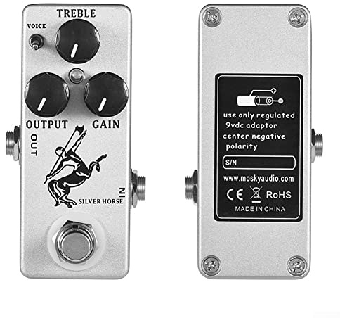 Gitarren-Effektpedal, Silver Horse Overdrive Boost Gitarren-Effektpedal, Vollmetallgehäuse, True Bypass