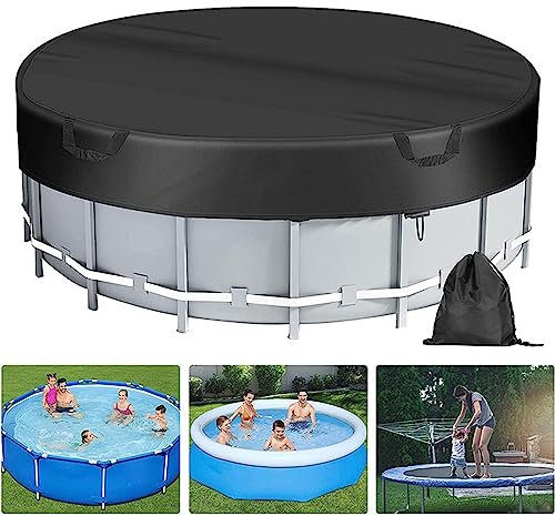 Vnook Rund wasserdichte Schwimmbad Abdeckung Strapazierfähige Whirlpool-Abdeckung Abdeckplane aus Oxford-Stoff mit Kordelzug UV-beständige Poolzubehör Abdeckungen for Planschbecken (Size : 15FT)