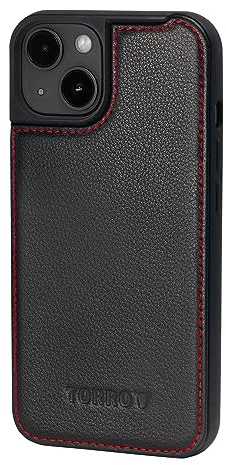 TORRO Leather Case Compatible with iPhone 15 Plus – Premium Leather Bumper Case - Black