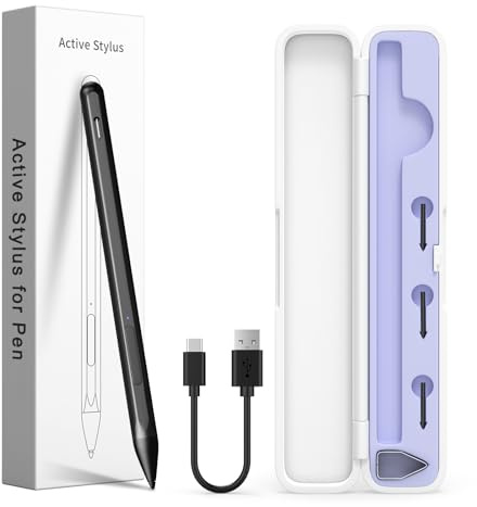 Stylus Pen for HP Envy X360, Pavilion X360, Specter X360, MPP 2.0 Tilt-Active Stylus with 4096 Levels of Pressure Sensitivity, Convenient Storage Case, Supports Type-C Fast Charging, Black