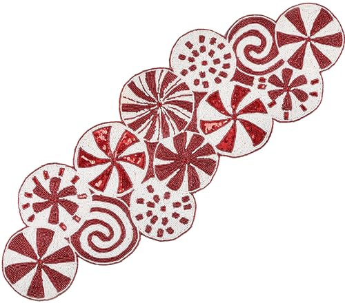 Camino de mesa con cuentas, camino de mesa con cuentas, camino de mesa, camino de mesa auxiliar, caminos de mesa con cuentas de 36 pulgadas de largo, caminos de cuentas para mesa, camino de mesa de