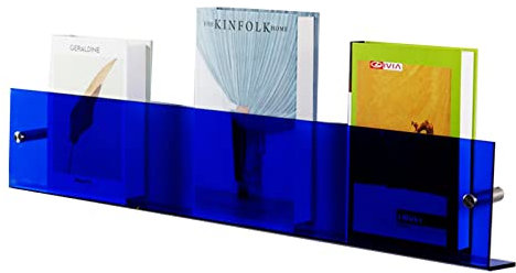 CIRONI Moderner Zeitungsständer aus Acryl für die Wand – Orange, durchsichtig, blau, braun, Zeitungsständer, Buchaufbewahrungsregal, Leichter Broschürenhalter, Ständer 40/80/100 cm (Farbe: Blau, Gr