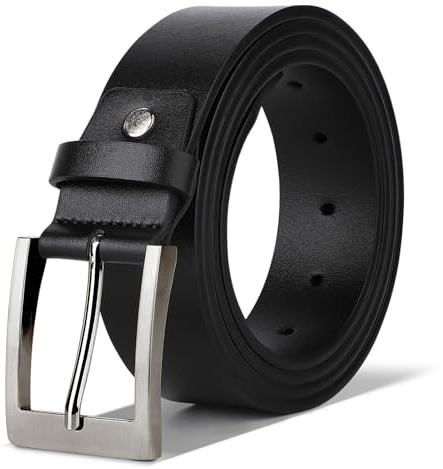 TANGCHAO Gürtel Herren LederGürtel Herren Klassische Dornschließe 38mm Breit Herren Gürtel für Damen und Herren Schwarz 115CM