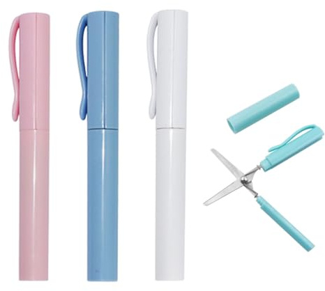 LEEQ Lot de 4 paires de ciseaux colorés avec capuchon de stylo pour la maison, le bureau, l'école