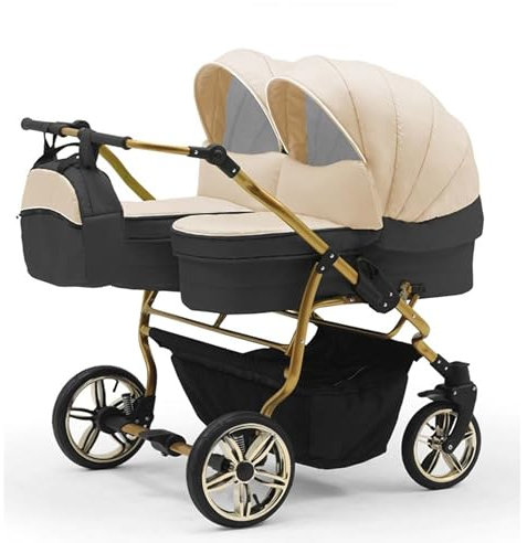 Zwillingskinderwagen 2 in 1 Duet Lux Goldedition inkl. Sportsitze - 10 Teile - in 20 Farben