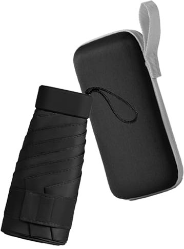 OXNSHEJW Mini Umbrella, Folding Travel Umbrella Compact Umbrellas Windproof Strong, Small UV Umbrellas 6 Ribs with Capsule Case for Women Men Girls