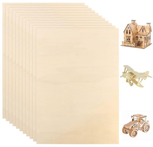 LDXDRU 420 x 300 x 5 mm, fogli di compensato in legno di balsa, 10 pezzi, pannelli in compensato, pannelli di legno per fai da te, hobby, legno, per arti e artigianato, progetti laser, modello fai da