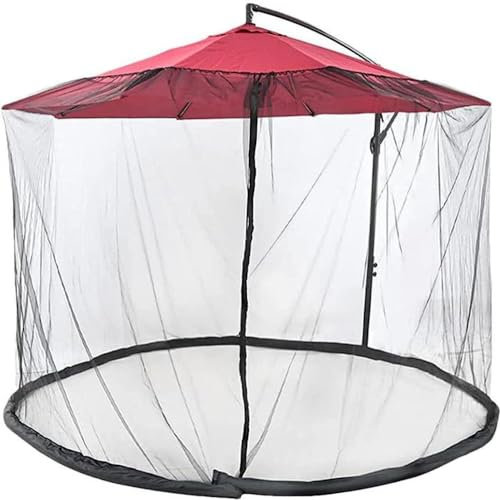 GXQFF Moskitonetz Für Terrasse,Moskitonetz Für Sonnenschirm Mit Reißverschluss Und Befüllbarer Basis - Insektennetz Moskitonetz Outdoor Für Sonnenschirme Und Ampelschirme-Schwarz||335 * 240cm
