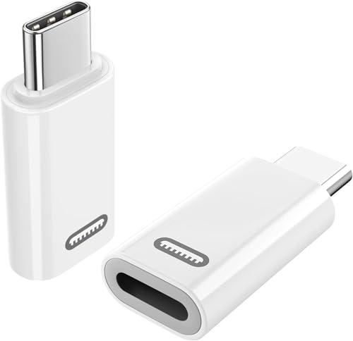 TiMOVO Buchse auf USB C Stecker Adapter, 2 Stück USB C Stecker auf Adapter mit 35W PD Schnell Laden/Datenübertragung für 15/15 Pro/15 Pro Max/15 Plus, iPad Pro/Air, Weiß