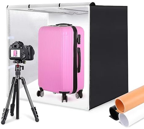 80 cm avtagbar LED-ljuslåda, Portabel fotostudio, Steglös dimmer + 3 enfärgade bakgrunder, Inomhusfotograferingsutrustning