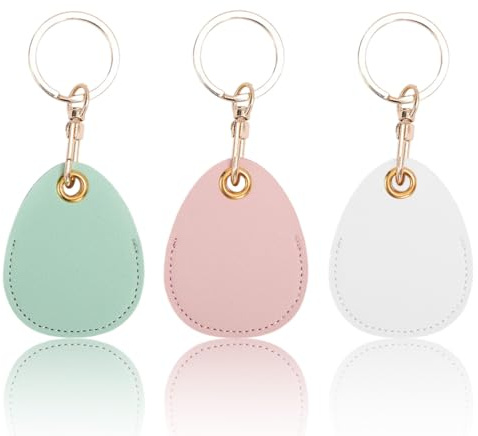AUEFUDQ 3 Stück AirTag Schutzhülle, Leder Keyring Schutzhülle Kompatibel mit AirTags, Mini Apple AirTags Case, Leder Hülle Schlüsselanhänger Case