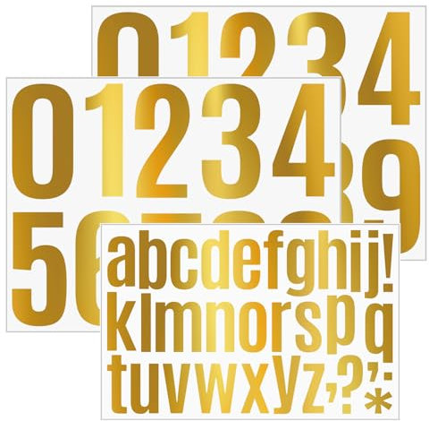 3 Pezzi oro autoadesivo adesivi,4 pollici 0-9 numeri adesivi,lettere adesivi,per la numero civico esterno,numeri civici,porte,cassette postali,via