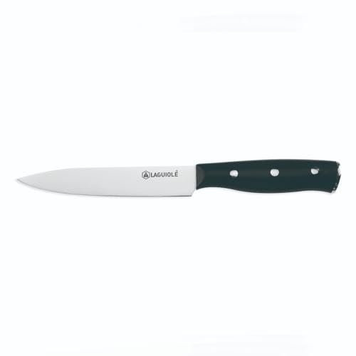 LAGUIOLE, Spelucchino da 24 cm con lama in acciaio 3CR13, finitura a specchio, manico ergonomico in ABS, affilatura eccezionale, consigliato lavaggio manuale, 12,5 cm, Nero