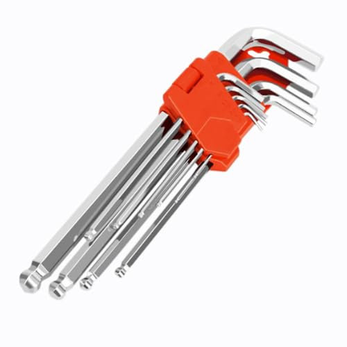 Comforty 9 stück 1.5-10MM Silber innensechskantschlüssel set mit kugelkopf, metrisch innensechskant satz mit Kasten, winkelschlüssel set für autos, möbeln, geräten usw entfernen und installieren