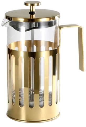 GIZNXBA French Press Coffee Maker Espresso Coffee Maker Copper Cold Brew Heat Resistant Thickened Borosilicate Coffee Pot With 3 Stainless Steel Filter Screens(/Gold,600ml)