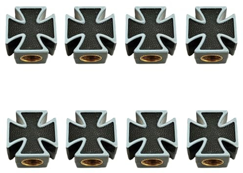 Hezhou 8 Stück Kreuz Ventilkappen Auto Ventildeckel Auto-Reifen (Schwarz) | Ventilabdeckungen Für Fahrzeugreifen Langlebig & Rostfrei Universal Passende Reifenventilkappen für Alle Fahrzeuge