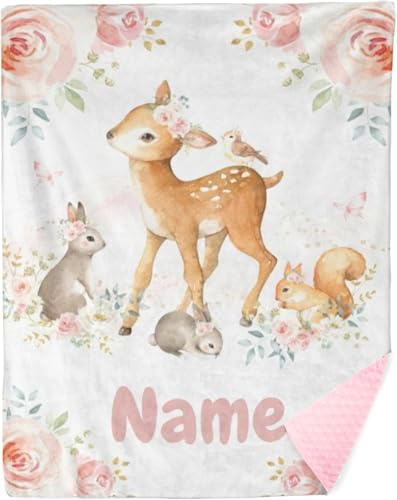 Babydecke mit Namen Personalisiert Baby Decken Neugeborenen, Super Flauschig Weiche Warme Kuscheldecke mit Namen und Geburtsdatum Geschenk für Jungen & Mädchen Baby Taufe Geburt