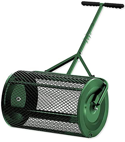QLSABIA Épandeur de Mousse de Tourbe de 24 Pouces avec poignée en T, épandeurs de Compost pour pelouse et Jardin, épandeur de fumier pour Plantation, semis, Terre végétale, Taille réglable