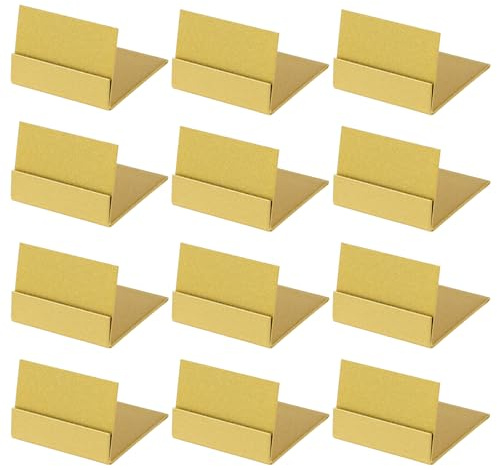 harupink 12 Stück Visitenkartenhalter,Visitenkartenständer aus Metall,Stapelbar,Gold Visitenkarten Aufsteller für ausstellen Visitenkarten,Unternehmenskarten,Bild,Preisschild