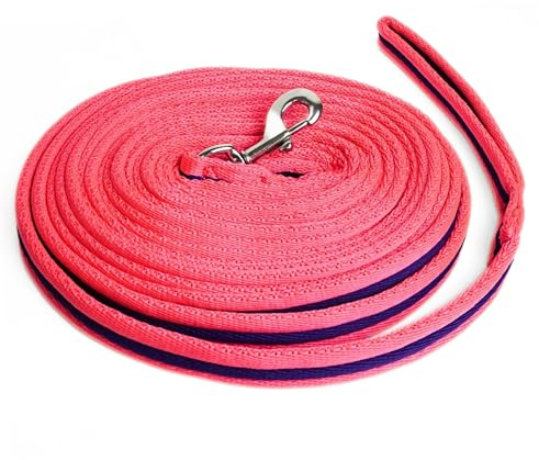 Longierleine für Pferde Longe Pferd ideal für Bodenarbeit, Gymnastizierung, Softlonge Länge 8m (Pink Lila)