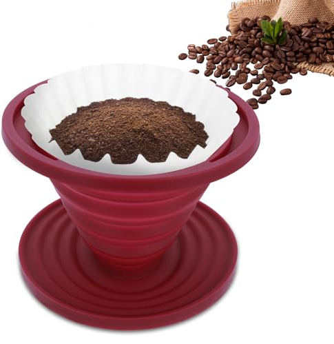 Larrel Pour Over Coffee Maker Portable Coffee Maker Foldable Reusable Pour Over Coffees Dripper Travel Camping Coffees Makers Manual Silicone Filter for Backpacking Camping Hiking Home Office