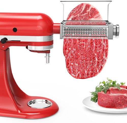 Adjustable Meat Tenderizer Attachment for KitchenAid Stand Mixers – 3 Thickness Settings, Fits All 4.5–7Qt Models, Heavy-Duty Metal Housing with Transparent Shell, Dishwasher Safe
