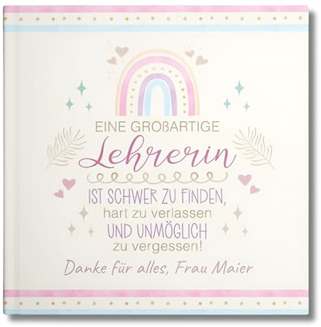 Abschiedsbuch Lehrerin personalisiert Abschiedsgeschenk Klassenlehrerin - Erinnerungsbuch Lehrerin Geschenk zum Abschied Grundschule (30 Schüler/Einträge)