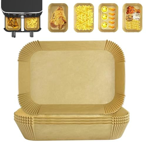 Zegnuem Carta da forno antiaderente per friggitrice ad aria calda, 100 pezzi, 14 x 22 cm, semplice e pulita per cucinare con Airfryer da 3 a 6 l