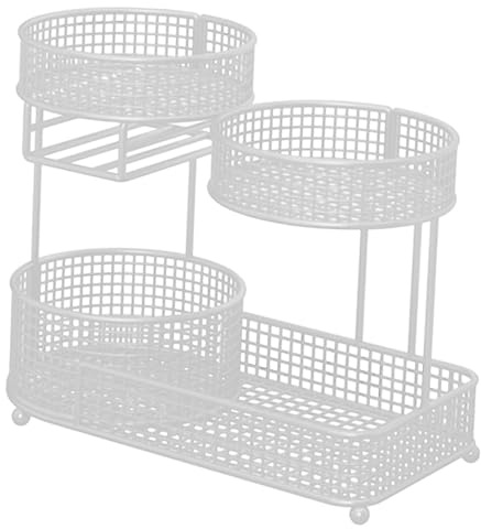 TAIZhiChen Cesto per, Portaverdure a Tre Ripiani, Cestino Portaoggetti in Ferro Resistente con Struttura a Rete, per Mantenere Freschi Alimenti, Pe, Bianco