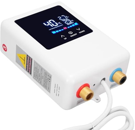 YWBL-WH Chauffe-Eau électrique sans réservoir 3000 W, écran Tactile LCD, Chauffe-Eau instantané sous l'évier, pour Cuisine, Salle de Bain, Appartement, Camping-Car (Prise UE 220V)