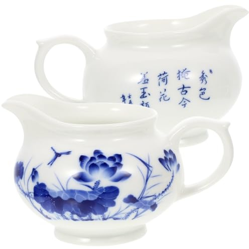 Kichvoe Salsera de Cerámica Azul Estilo Qinghua, 2 Piezas, Recipientes para Salsa Vertedor Antigoteo, Tazones de Condimentos para Cocina y Restaurante, Aptos para Bbq y Uso Doméstico