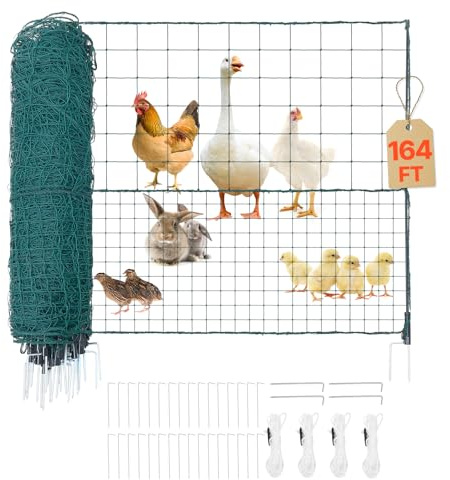 VEVOR Plaststängselnät, flexibel 1,05 x 50 m tillfällig fäktning, avtagbart säkerhetsnät med stolpar, dubbla spetsar och dragpinnar, trädgårdsbäddsskydd