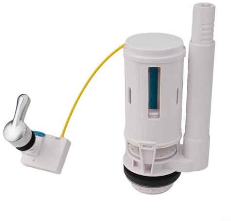 WC-Spülkasten-Spülventil, Doppelspül-Mechanismus-Set, 5,1 cm, Überlaufhebel, Druckknopf, Reparatur, wassersparendes Ablaufventil für WC-Tankteile, Silikondichtung, Ersatz (für 2-teilig)