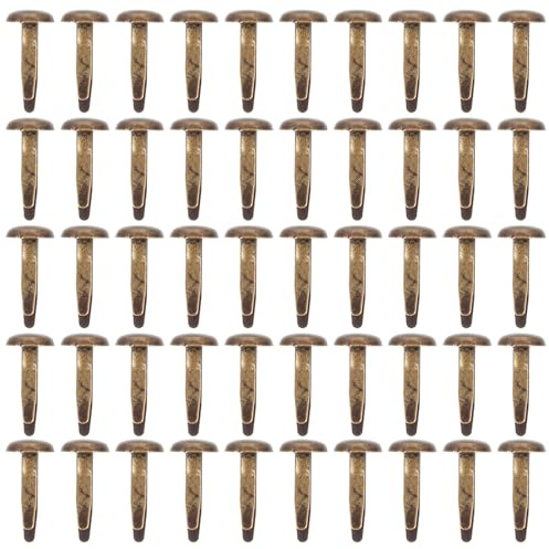 TEHAUX 200 Pezzi Fermacampioni Testa Tonda in Ferro Colore Oro per Progetti DIY e Ufficio Design Liscio Facile da Inserire Carta