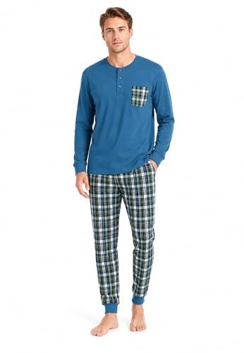 Intimitaly Vanuè - Pigiama Uomo Cotone Lungo 100%, Maglia Maniche Lunghe e Pantalone, Leggero e Traspirante, Primavera Estate (IT, Testo, XXL, Regular, Regular, VS1289)