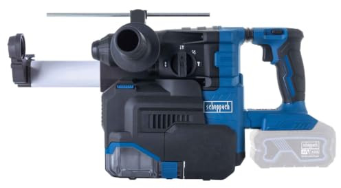 Scheppach Akku Bohrhammer BC-DH300DFS-X mit Absauganlage | 4in1 Meißelhammer Bohren, Meißeln, Hammerbohren & Ausrichtung | 2,8 J - 4440 bpm | 20V-IXES-Serie | 10 Jahre Garantie | Ohne Akku & Ladegerät